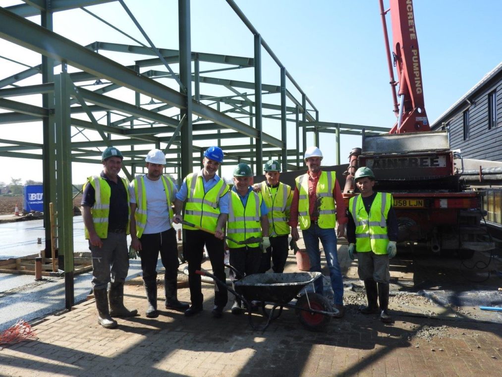 Noel Fitzpatrick and builders at The Fitzpatrick Institute for the Restoration of Skeletal Tissue (FIRST) building site
