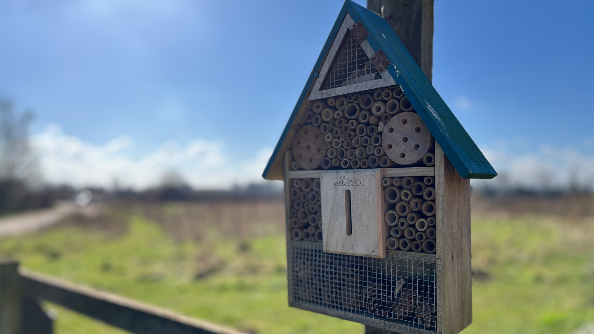 Bug hotel in the field at Fitzpatrick Referrals